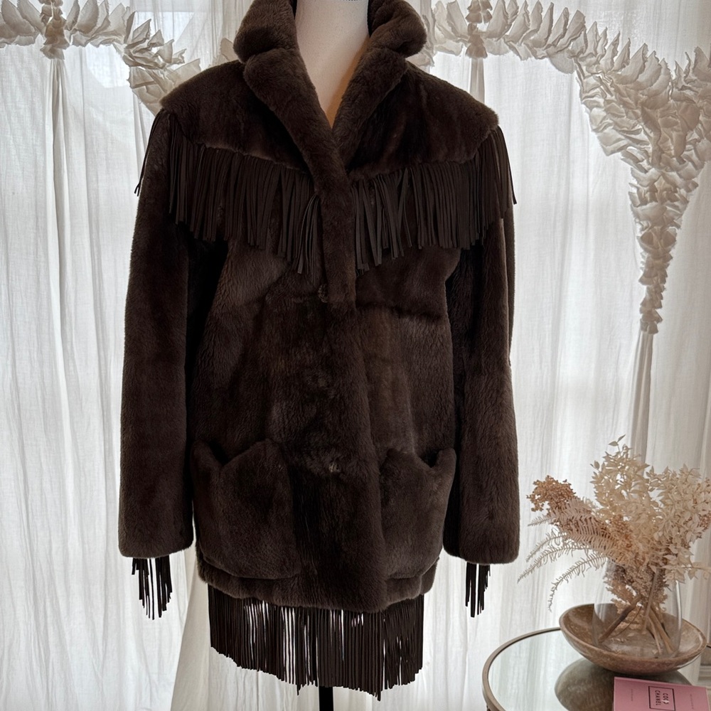 Ralph Lauren Chocolate fur Jacket with Fringe